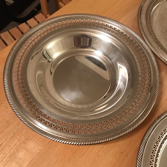 3pc “pure/fine” silver serving set includes a sml, lrg tray & matching bowl - Picture 9 of 12